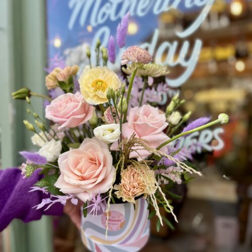 Mother's Day hatbox arrangement