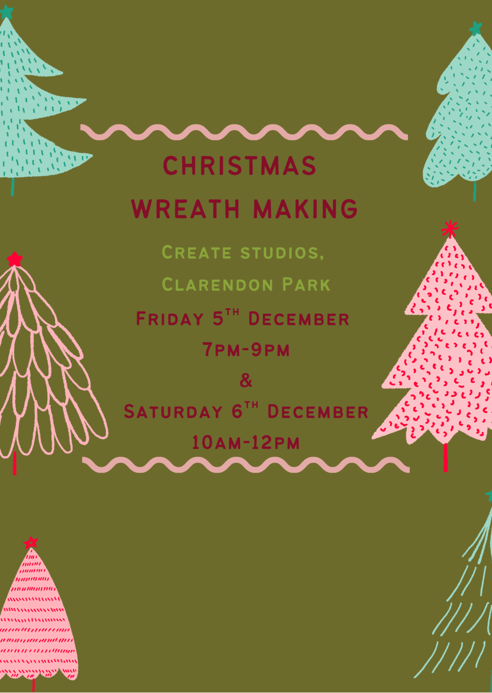 Christmas wreath making @ Create Studios - Friday 5th December 7pm-9pm